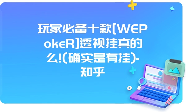 玩家必备十款[WEPokeR]透视挂真的么!(确实是有挂)-知乎