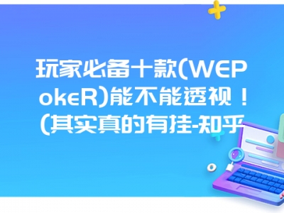 玩家必备十款(WEPokeR)能不能透视！(其实真的有挂-知乎