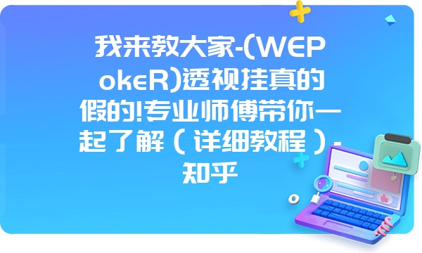 我来教大家-(WEPokeR)透视挂真的假的!专业师傅带你一起了解（详细教程）-知乎