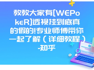 教教大家有[WEPokeR]透视挂到底真的假的!专业师傅带你一起了解（详细教程）-知乎