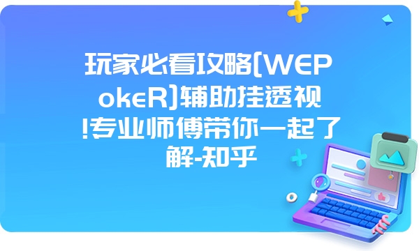 玩家必看攻略[WEPokeR]辅助挂透视!专业师傅带你一起了解-知乎