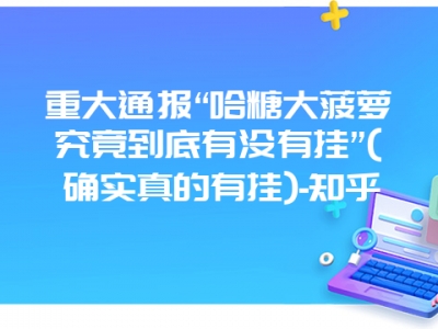 重大通报“哈糖大菠萝究竟到底有没有挂”(确实真的有挂)-知乎