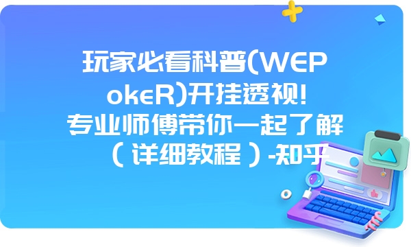 玩家必看科普(WEPokeR)开挂透视!专业师傅带你一起了解（详细教程）-知乎