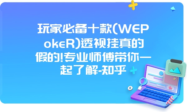 玩家必备十款(WEPokeR)透视挂真的假的!专业师傅带你一起了解-知乎