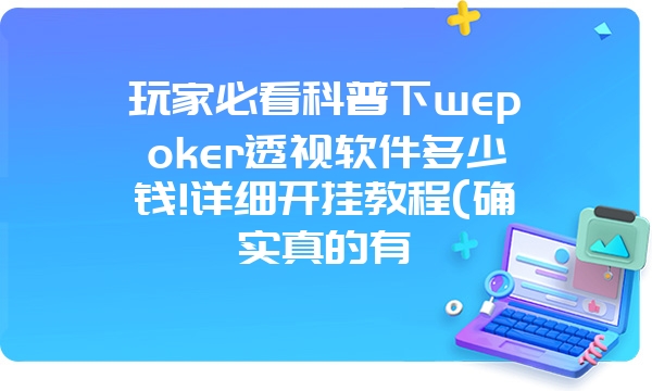 玩家必看科普下wepoker透视软件多少钱!详细开挂教程(确实真的有