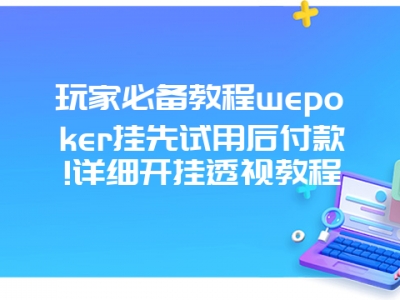 玩家必备教程wepoker挂先试用后付款!详细开挂透视教程