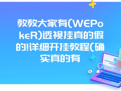 教教大家有(WEPokeR)透视挂真的假的!详细开挂教程(确实真的有