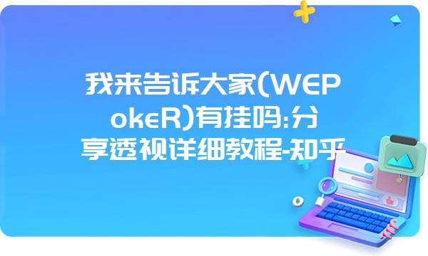 我来告诉大家(WEPokeR)有挂吗:分享透视详细教程-知乎