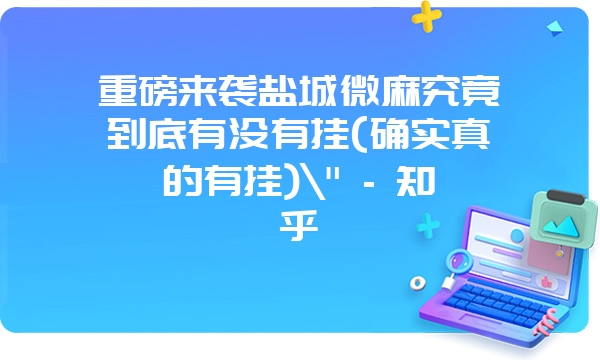 重磅来袭盐城微麻究竟到底有没有挂(确实真的有挂)\