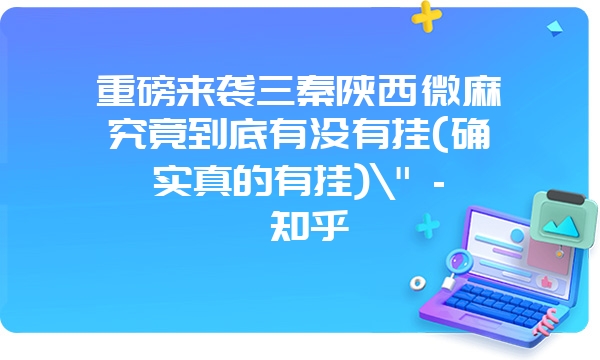 重磅来袭三秦陕西微麻究竟到底有没有挂(确实真的有挂)\